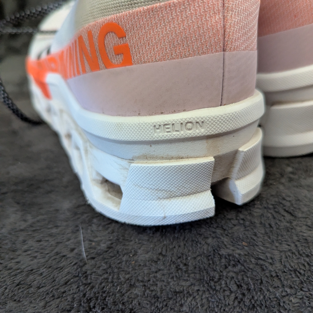 On Running White and Coral Sneakers - Picture 5 of 11